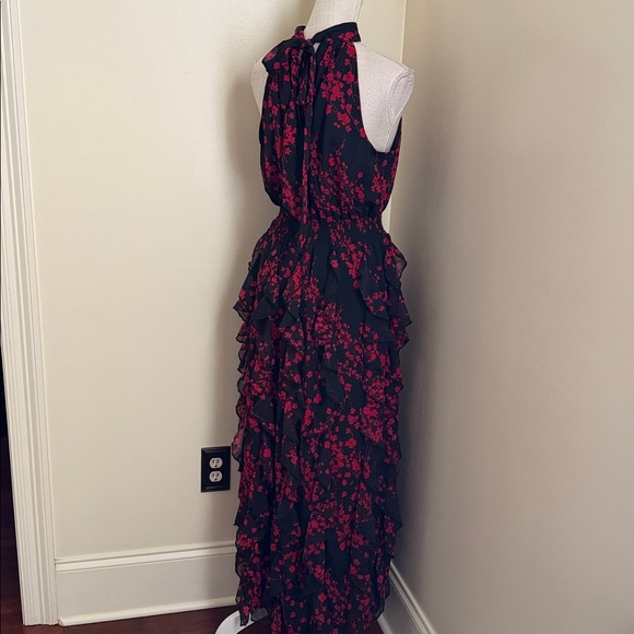 MSK Black and Red Floral Ruffle Maxi Dress - Picture 14 of 16